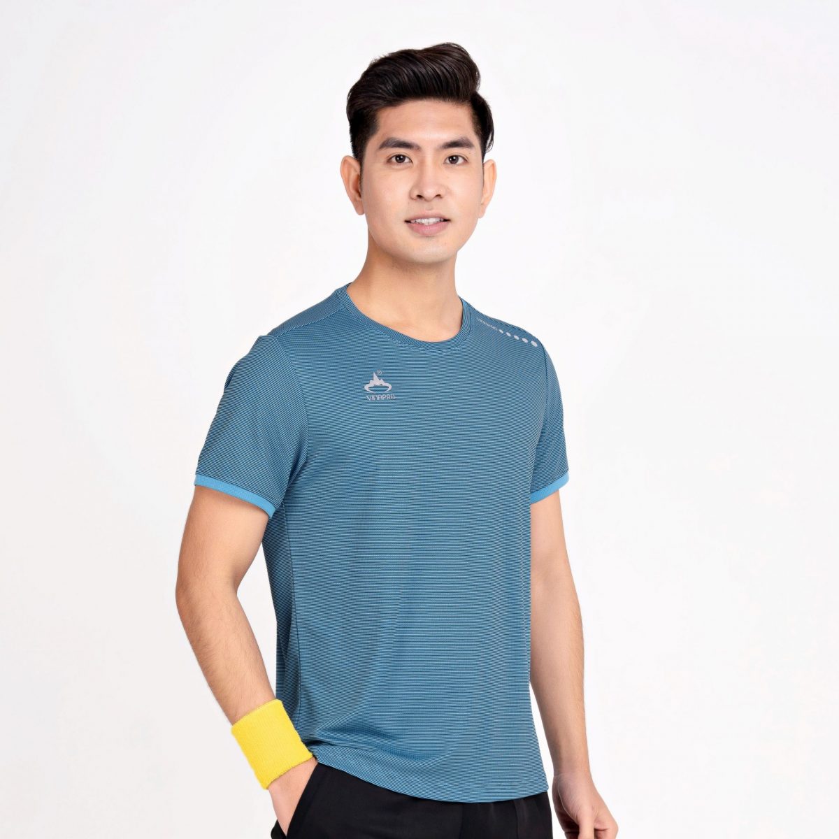 Áo cầu lông nam không cổ đẹp Vinapro A47 màu xanh thạch