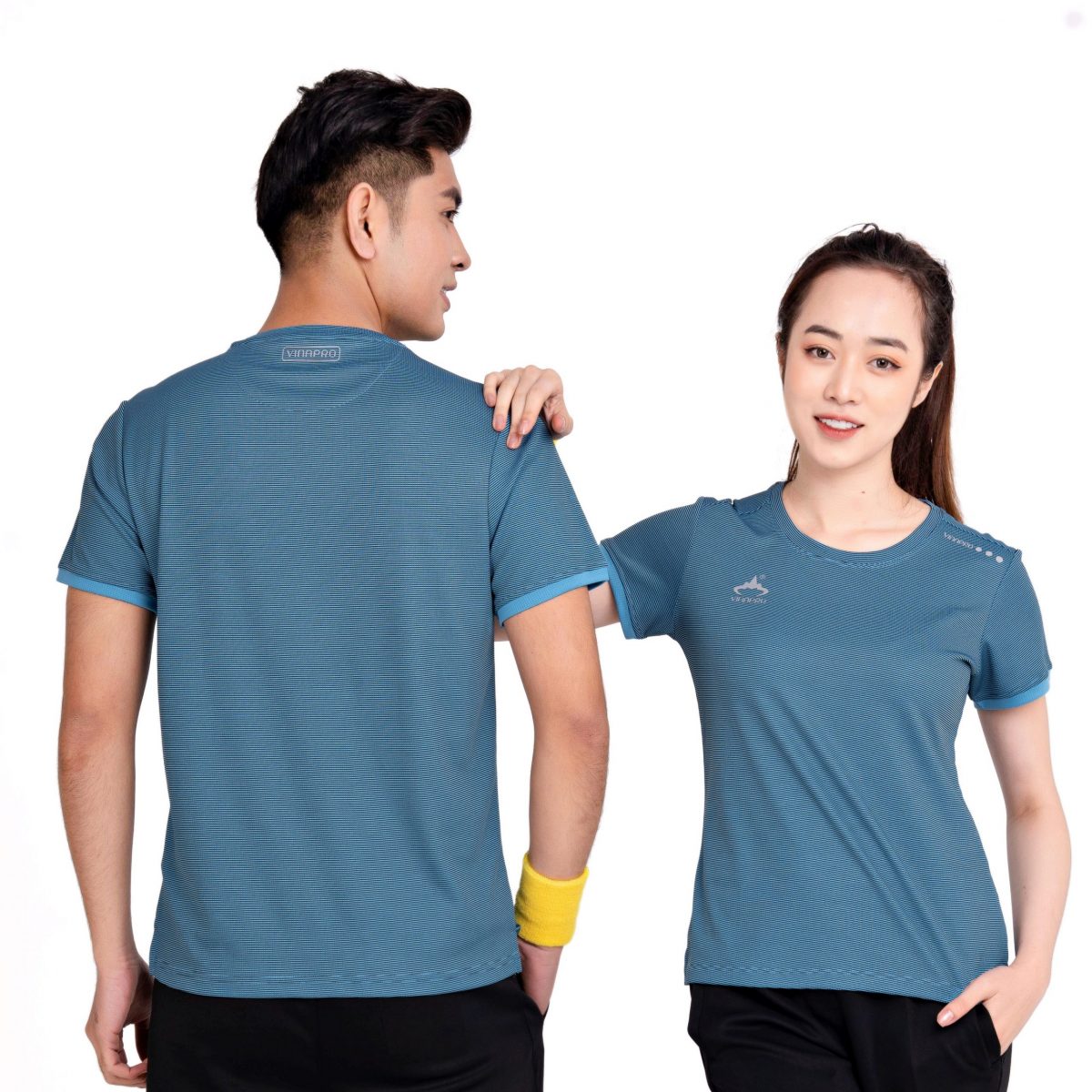 Áo cầu lông nam nữ đẹp cổ tròn xanh thạch Vinapro