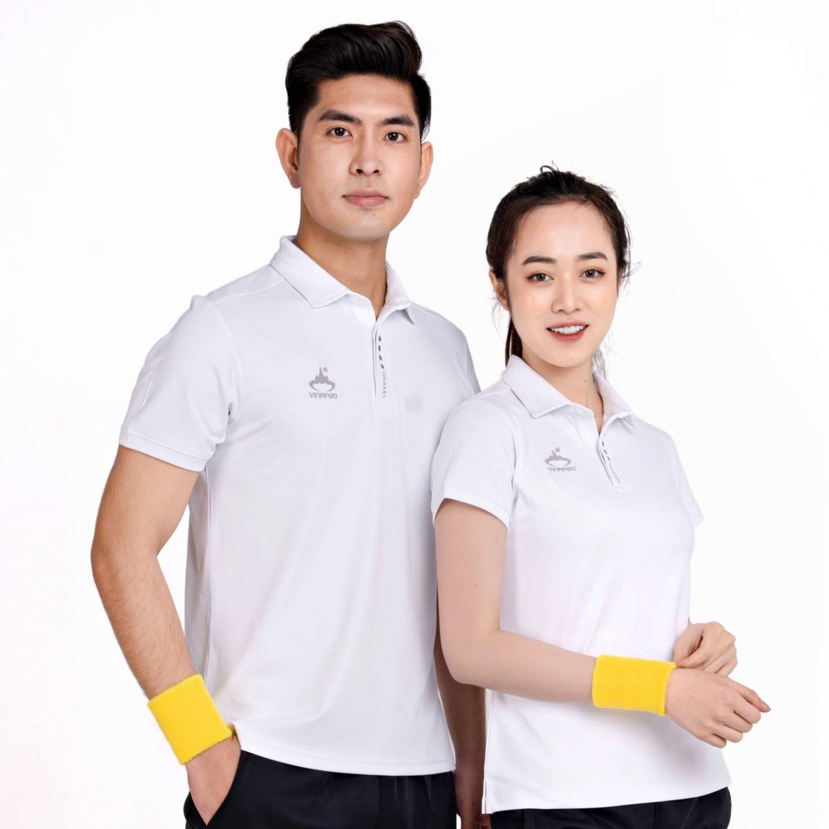 Áo polo thể thao nam nữ đẹp vải cá sấu cao cấp VinaPro màu trắng