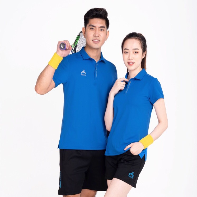 Áo polo thể thao nam nữ vải cá sấu cao cấp VinaPro màu xanh bích