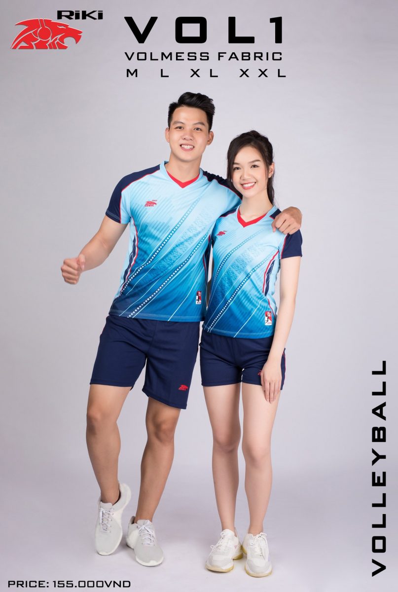 Bộ quần áo bóng chuyền nữ Riki VOL1 thiên thanh