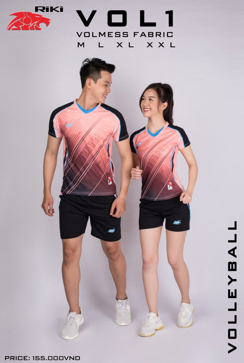 Bộ quần áo bóng chuyền nữ Riki VOL1 hồng đen