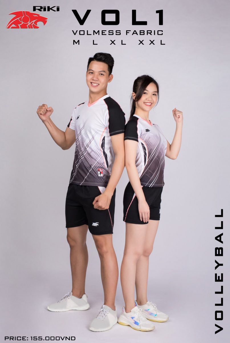 Bộ quần áo bóng chuyền nữ Riki VOL1 trắng đen